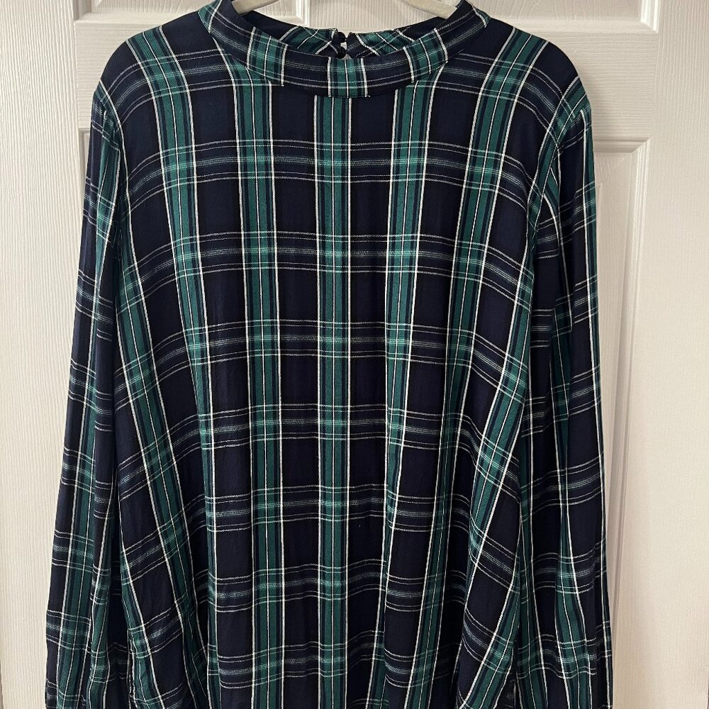 LOFT Tartan / Plaid Mock Neck Shirt XL